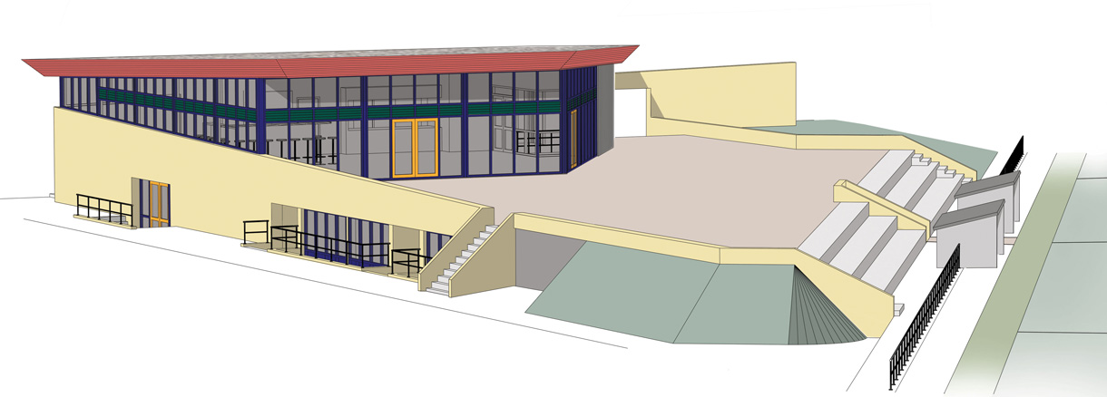 Verbouwing en uitbreiding van het clubhuis van hockeyclub N.M.H.C aan de d’ Almarasweg 37 te Nijmegen. 